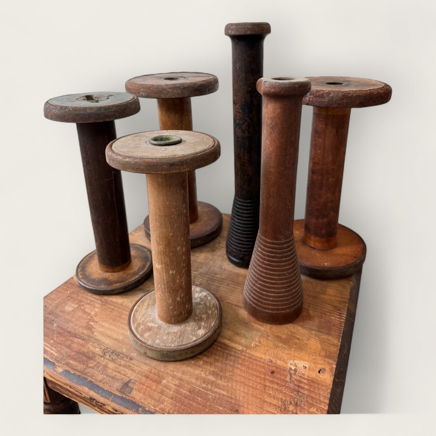 Vintage Wooden Bobbins and Spools